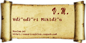 Vásári Miklós névjegykártya